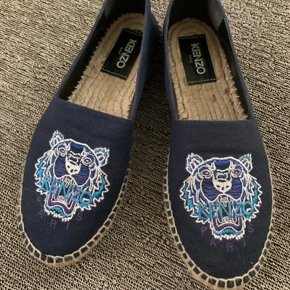 Kenzo Navy Canvas Tiger Espadrilles women size 40